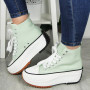FERN Green Canvas Trainers Lace Up Casual Boots