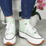 FERN Green Canvas Trainers Lace Up Casual Boots