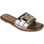 AIDA Silver Mules Sliders Summer Slip On Sandals 