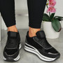 SIENA Black Wedge Lace Up Classic Pumps Trainers Shoes 