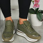 SIENA Green Wedge Lace Up Classic Pumps Trainers Shoes 