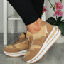 SIENA Camel Wedge Lace Up Classic Pumps Trainers Shoes 