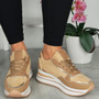 SIENA Camel Wedge Lace Up Classic Pumps Trainers Shoes 