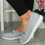 AURORA Grey Sock Fit Slip On Trainers Shoes