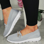 AURORA Grey Sock Fit Slip On Trainers Shoes