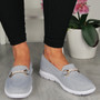 AURORA Grey Sock Fit Slip On Trainers Shoes