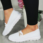 AURORA White Sock Fit Slip On Trainers Shoes