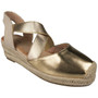 LIZDO Gold Elastic Hessian Wedge Sandals