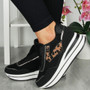 AOIFE Black Classic Lace Up Comfy Wedge Sneakers