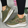  AOIFE Green Classic Lace Up Comfy Wedge Sneakers