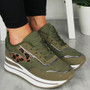  AOIFE Green Classic Lace Up Comfy Wedge Sneakers
