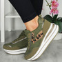  AOIFE Green Classic Lace Up Comfy Wedge Sneakers