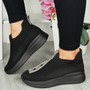 ANWEN Black Slip On Comfy Wedge Sock Sneakers