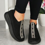 ANWEN Black Slip On Comfy Wedge Sock Sneakers