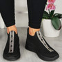 ANWEN Black Slip On Comfy Wedge Sock Sneakers