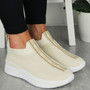 ANWEN Beige Slip On Comfy Wedge Sock Sneakers