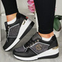 ALLIFAIR Black Classic Lace up Comfy Wedge Sneakers