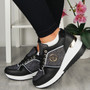 ALLIFAIR Black Classic Lace up Comfy Wedge Sneakers