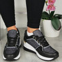 ALLIFAIR Black Classic Lace up Comfy Wedge Sneakers