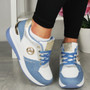 ALLIFAIR Blue Classic Lace up Comfy Wedge Sneakers
