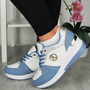 ALLIFAIR Blue Classic Lace up Comfy Wedge Sneakers