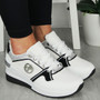 ALLIFAIR White Classic Lace up Comfy Wedge Sneakers