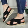 ARIAH Black Wedges Cushioned Summer Buckle Sandals 