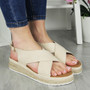 ARIAH Beige Wedges Cushioned Summer Buckle Sandals 