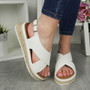 ARIAH White Wedges Cushioned Summer Buckle Sandals 