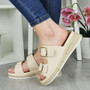 CIANNA Beige Wedge Slip On Summer Sandals 