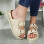 CIANNA Beige Wedge Slip On Summer Sandals 