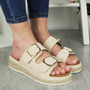 CIANNA Beige Wedge Slip On Summer Sandals 