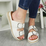 CIANNA White Wedge Slip On Summer Sandals 