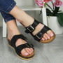 ADELINA Black Cushioned Comfy Wedge Sliders Mules Sandals