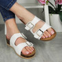 ADELINA White Cushioned Comfy Wedge Sliders Mules Sandals