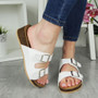 ADELINA White Cushioned Comfy Wedge Sliders Mules Sandals