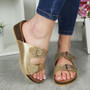 ADELINA Gold Cushioned Comfy Wedge Sliders Mules Sandals