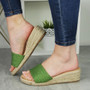 FLAVIA Green Wedge Sliders Mules Slip On Sandals