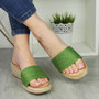 FLAVIA Green Wedge Sliders Mules Slip On Sandals