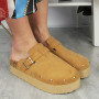 CONCETTA Camel Flatform Lounge Mules Sandals