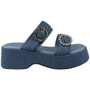 GESSICA Blue Flatform Heel Bling Mules Sandals