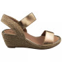 FERNANDA Gold Elastic Light Hessian Wedges Sandals