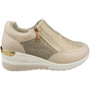 ELINOR Beige Bling Heel Gym Comfy Zip Trainers