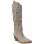 PHILIPPA Beige Below Knee Western Cowboy Boots