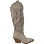 PHILIPPA Beige Below Knee Western Cowboy Boots