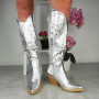 PHILIPPA Silver Below Knee Western Cowboy Boots