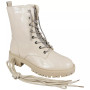 ALEXIA BEIGE Mid Calf Biker Lace Up Boots