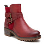 YVONNE Red Zip Comfy Lined Winter Ankle Boots