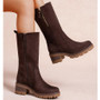 SURINA BROWN Mid Calf Grip Chunky Zip Boots
