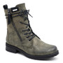 MARIELE Green Lace Up Comfy Warm Ankle Boots